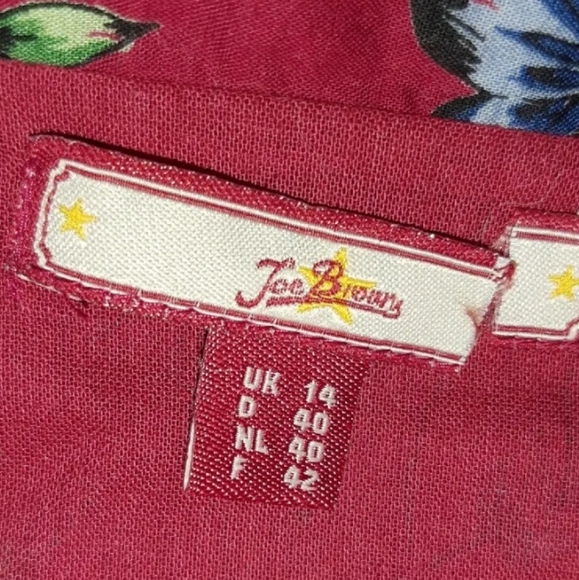 Raspberry Red Butterfly Button Front Midi Dress Joe Browns UK 14 Short Sleeve. - Picture 9 of 11